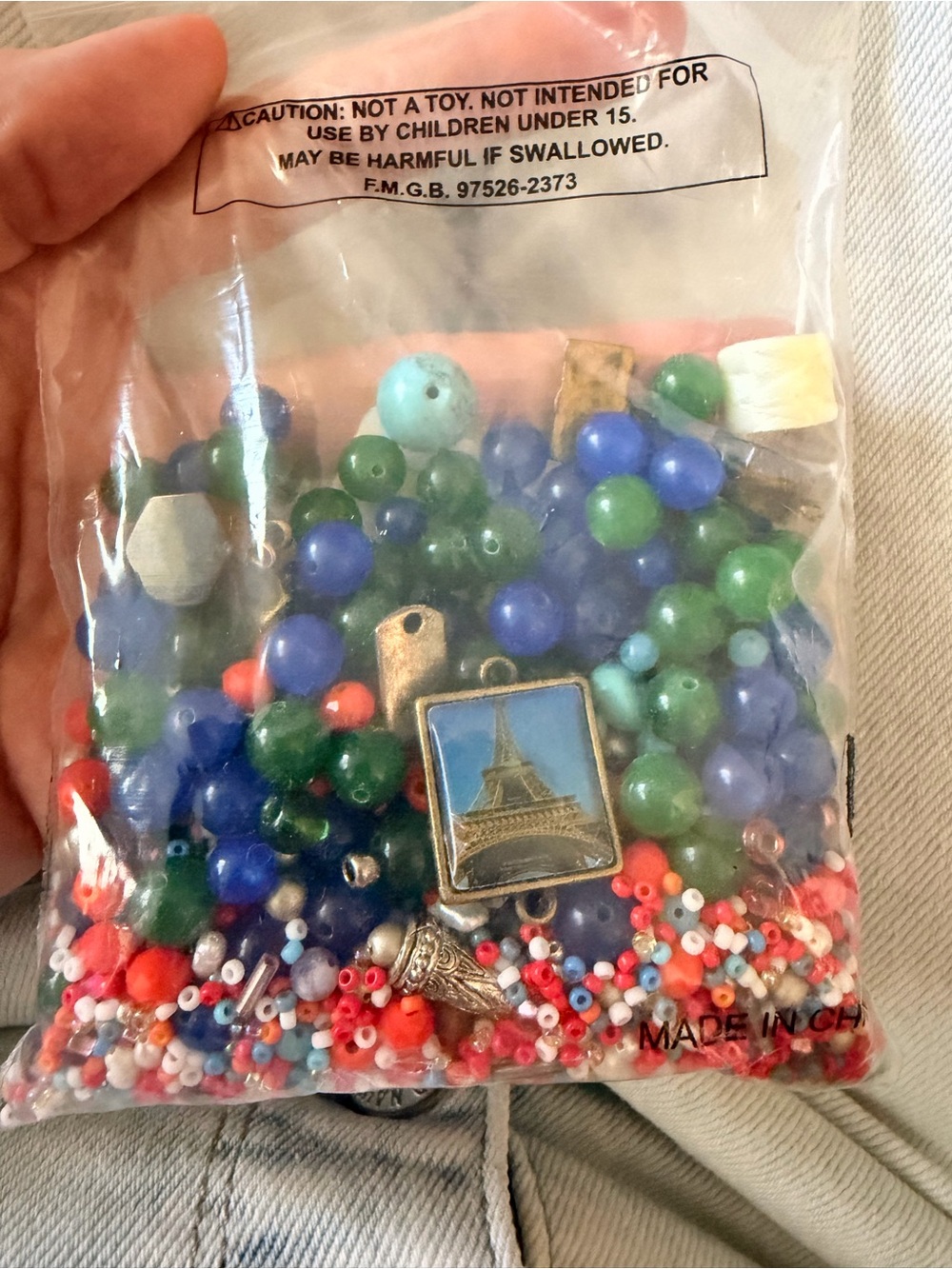 Bead Soup - Multicolor Beads with Eiffel Tower Charm